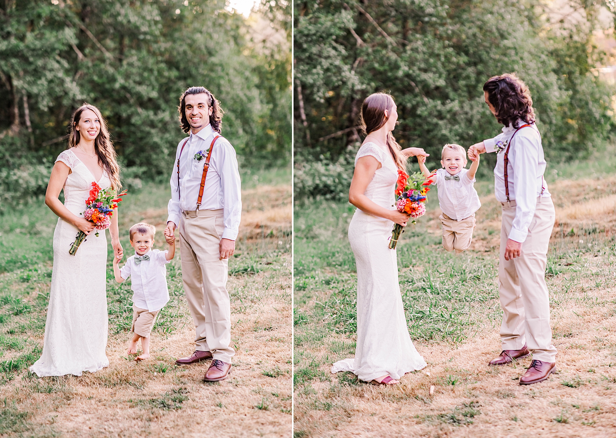 newlyweds with their kids